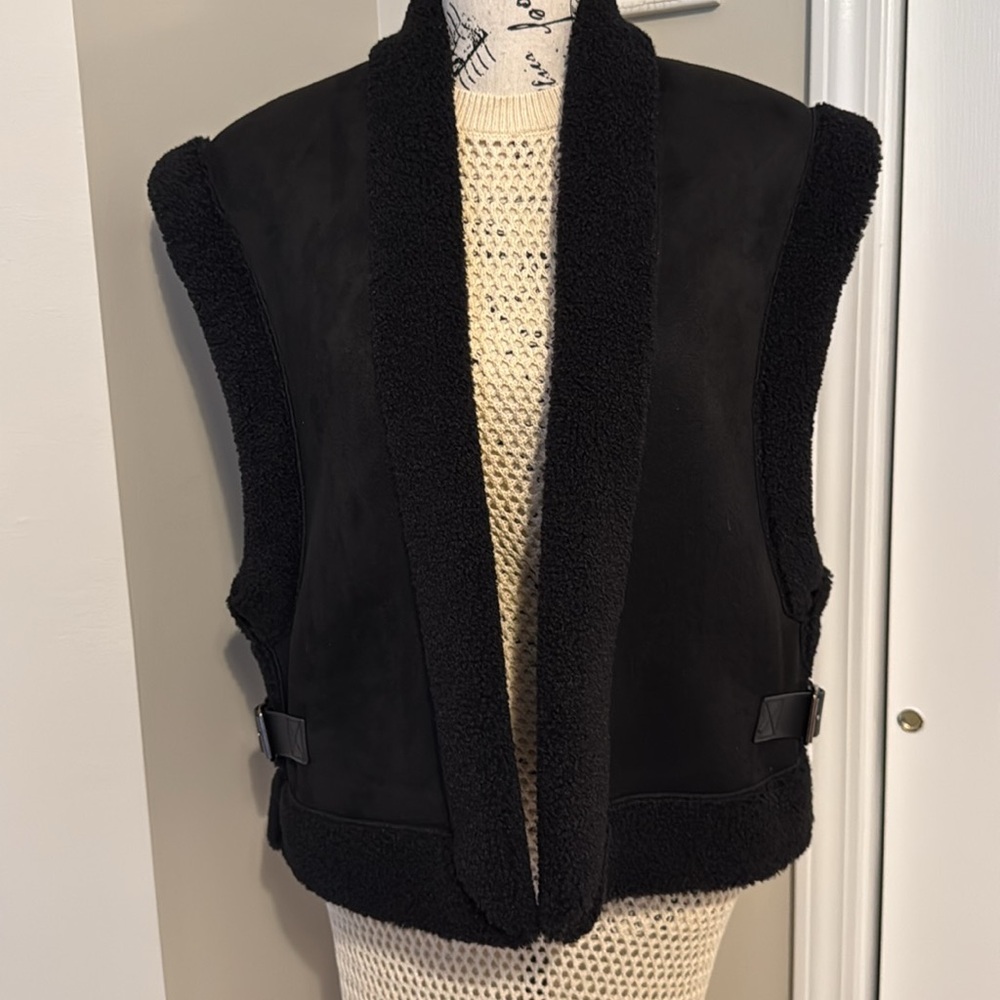 Black Shearling Vest